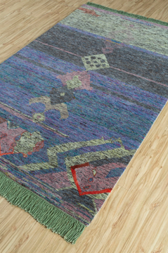 LES-1081 Natural Charcoal/ChineseHibiscu - Patterned rectangular handmade rug by Jaipur Rugs - view 3
